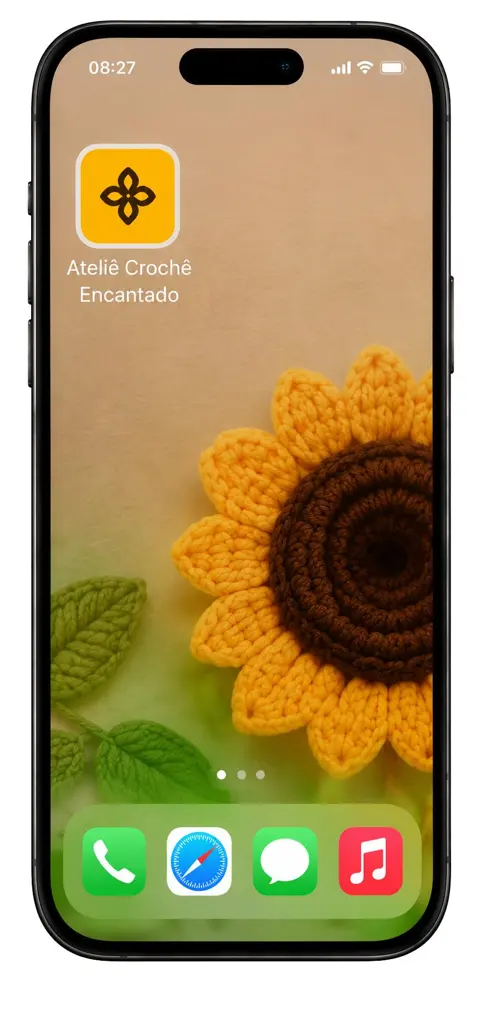 Ícone do Ateliê Crochê Encantado instalado na tela inicial
